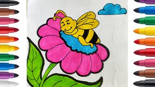 How to draw a honey bee easy honey bee drawing [upl. by Mlehliw]