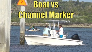 Boat vs Channel Marker  Miami Boat Ramps  Boynton Beach  Wavy Boats  Broncos Guru [upl. by Tdnaltroc]