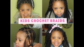 How To Kids Crochet braids w four styles [upl. by Eilyac]