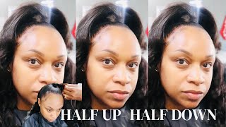 HALF UP HALF DOWN QUICK WEAVE STYLE THE BEST HAIR  SALON VISIT FT ELFIN HAIR [upl. by Maris]