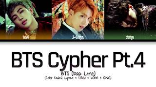 BTS Rap Line  BTS Cypher pt4 Color Coded LyricsHanRomEng [upl. by Nnylram]