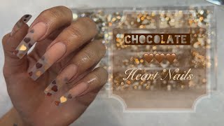 🤎Chocolate Hearts 🍫 ✨Polygel  Nail art [upl. by Aonian708]