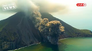 Stromboli volcano updateJuly Stromboli volcano eruption sends ash cloud covering Sicilian coast [upl. by Dovev235]