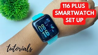 116 PLUS SMARTWATCH TIME SETTING AND SET UP TUTORIALS  ENGLISH [upl. by Takashi297]