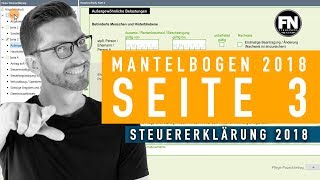 Mantelbogen 2018 Seite 3  Steuererklärung Elster Anleitung 2018  Steuererklärung 2018 Mantelbogen [upl. by Enaled7]