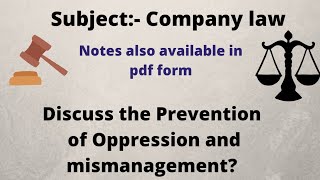 Discuss the Prevention of Oppression and Mismanagement [upl. by Terrill461]