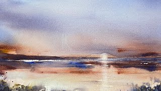 Atmospheric Semi Abstract Sunset Seascape Watercolour Tutorial [upl. by Anihpled258]