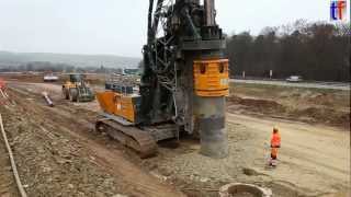 Liebherr LB28 DRILL on highway construction site A8 Karlsbad GERMANY 2013 [upl. by Abbie]