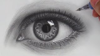 How to Draw Hyper Realistic Eyes  Step by Step [upl. by Elleina]