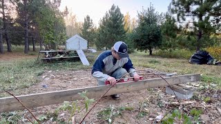 Building A VERY SIMPLE Off Grid Cabin Foundation Pads And Beams [upl. by Cram]