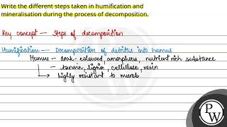 Write the different steps taken in humification and mineralisation during the process of decompo [upl. by Toor]