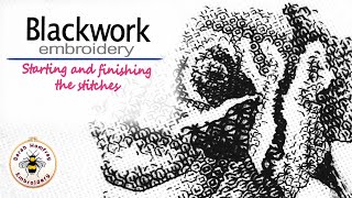 Blackwork embroidery  how to start amp finish the stitches  beginners embroidery video tutorial [upl. by Yerxa]