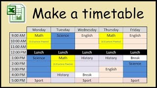 How to make a timetable in Excel [upl. by Candace]