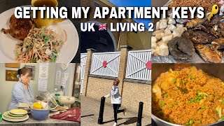 UK VLOG 2 Getting my Apartment keys  Foodstuffs I brought to Uk 🇬🇧  Nigerian Jellof and Party [upl. by Jaquiss]