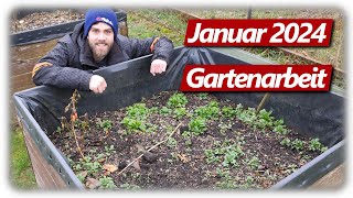 Gartenarbeit Januar  Salat Kompost Feuerzwiebeln Gemüsegarten mit Hochbeeten [upl. by Llirred120]