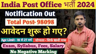 India Post Office Recruitment 2024  Post Office MTS Postman Mailguard Bharti GDS PostOffice [upl. by Hsotnas894]