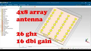 4x8 Antenna Array series Feed Networks Design and Modeling Sequential phase Rotation in cst [upl. by Griseldis]