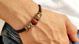 mens leather bracelet  jewelry making for beginners [upl. by Nillek]