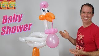 Como hacer una CIGUEÑA para baby shower 👶 Decoracion baby shower niña  globoflexia  Gustavo gg [upl. by Joo]