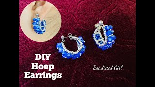 DIY Hoop Earrings  Beaded Earrings  Bicone Earrings [upl. by Annaj]