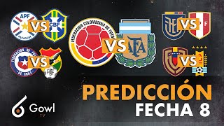 Análisis y Predicción Fecha 8 Eliminatorias Sudamericanas Mundial 2026 🇦🇷🇺🇾🇨🇴🇻🇪🇪🇨🇧🇷🇵🇾🇨🇱🇧🇴🇵🇪🏆 [upl. by Eiramyllek]