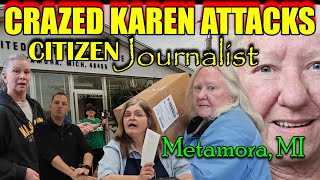 Postmaster Sides with Crazed Karen who Assaults Journalist for Public Photography  Metamoron in MI [upl. by Gunilla]