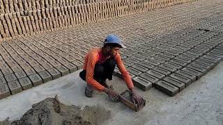 Worldclass brick making process by clay soil Manual brick making [upl. by Waltner]