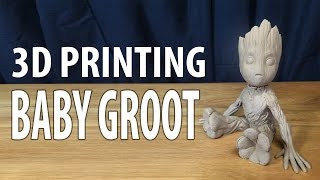 3D Printing Baby Groot from Guardians of the Galaxy 2 using Hatchbox Wood on Raise3D N2 3D Printer [upl. by Adekam653]