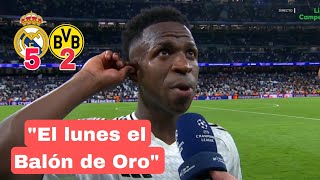 Reaccion de Vinicius JR Real Madrid 52 Borussia Dortmund Goles de vinicius jr [upl. by Strephon]