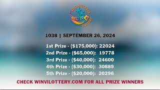 VI Lottery Drawing Results for 1038 Celebrating Library Card SignUp Month Ticket  9262024 [upl. by Devlen]