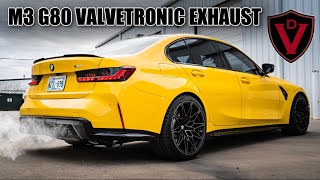 VALVETRONIC BMW G80 M3 EXHAUST SOUND  INSTALL  Acceleration Revs Cold Start Equal Length [upl. by Orsino]