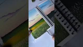 Lets Paint Landscape Grass Field  Gouache Painting on 180 GSM Sketchbook  MENORAH shortsart [upl. by Suoivatnod]