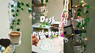 ☘️🩷Aesthetic Desk Makeover  Diy storage organizers  Minimalist Desk Setup 🫧 [upl. by Aicilra859]