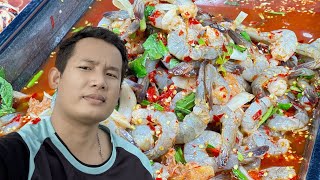 Food Exhibition at the Night market in Poi Pet city Cambodia beef eatingvideos eating [upl. by Alicirp]