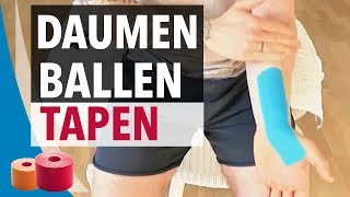 DAUMENBALLEN TAPEN  STABILISIEREN  Daumen Tapen Anleitung Kinesiologie [upl. by Emelina927]