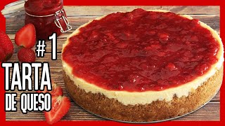 🍰 TARTA DE QUESO al Horno Casera ► Receta de CHEESECAKE de Fresas [upl. by Ernestus]