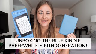 BLUE KINDLE PAPERWHITE UNBOXING amp FIRST IMPRESSIONS What comes in the box It it worth the money [upl. by Nidya]