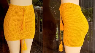 Crochet Skirt Tutorial  BEGINNER FRIENDLY crochetskirt [upl. by Annawot]