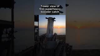 Tower view of first superheavy booster catch [upl. by Akelahs]