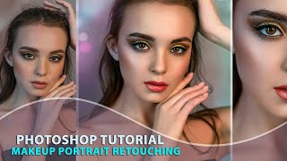 photoshop tutorial beauty makeup portrait retouching [upl. by Olinad144]