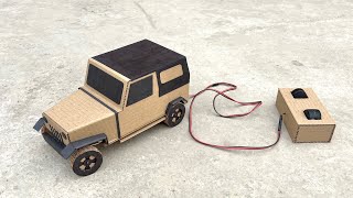 How to make RC jeep car with cardboardcardboard wheels and non switch remote control [upl. by Shirberg]