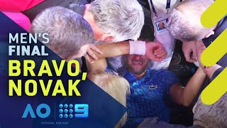 Djokovic overcome with emotion after historic Australian Open title  Wide World of Sports [upl. by Aysahc]