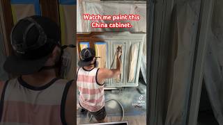 Spraying the first and second coat on this china cabinet sidehustle furnitureflip money diy [upl. by Leanatan849]