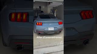 Stock exhaust vs corsa extreme catback exhaust with double Hpipe 2024 Mustang GT corsa mustang [upl. by Tawsha385]