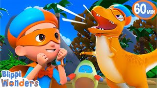 Blippi Has A Halloween Party with Dinosaurs  Blippi Wonders Educational Videos for Kids [upl. by Nawtna]