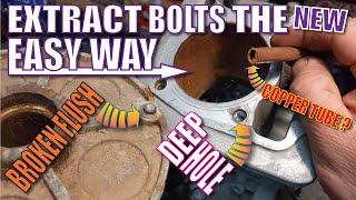 Extract Broken bolts from deep hole NEW easy WAY [upl. by Ardnosac]