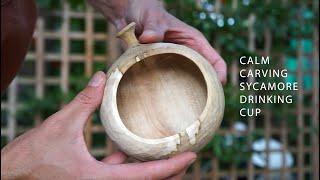 Calm Carving  Tough Spalted Sycamore Drinking Cup [upl. by Adal677]