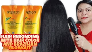 BEST REBONDING For Colored and Dry Hair  Bremod Keratin silky straight rebonding [upl. by Bevon]