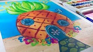 SPONGEBOBS PINEAPPLE HOUSE  Acrylic Painting [upl. by Odilia]