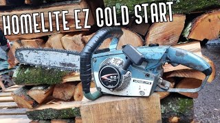 Homelite ez chainsaw cold start and use [upl. by Lourie]